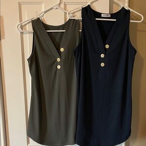 Cloudwalk Ribbed Sleeveless Tops in Green and Blue